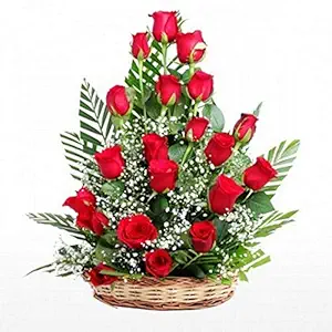 Special Basket Arrangement of 25 Red Roses Fresh Flowers
