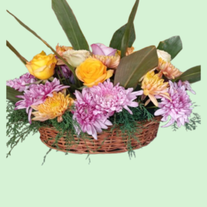 Mixed Flower Bouquet in Basket (Premium)